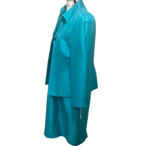 Shomi Silk Teal Dress and Blazer Suit - Size 12P - Picture 3 of 10